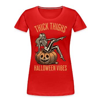 Funny Halloween Thick Thighs Halloween Vibes - Women's Premium Organic T-Shirt - navy - Front - Mia (176cm)