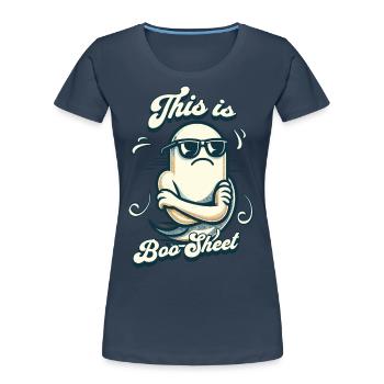 Lustiges Halloween Boo Sheet Gespenst - Frauen Premium Bio T-Shirt - Navy - Vorne - Mia (176cm)