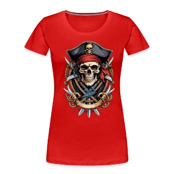 Funny Pirate Outfit Jolly Roger Design - Women's Premium Organic T-Shirt - navy - Front - Mia (176cm)