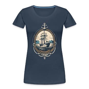 Entdecke Die Freiheit Auf Hoher See - Frauen Premium Bio T-Shirt - Navy - Vorne - Mia (176cm)