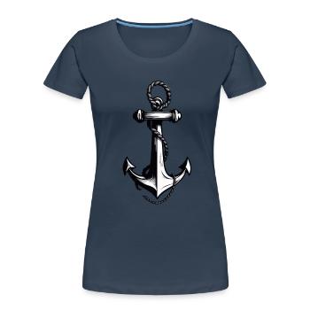Esthétique Ancre Design Hobby Pêcheur Marin - T-shirt bio Premium Femme - bleu marine - Devant - Mia (176cm)