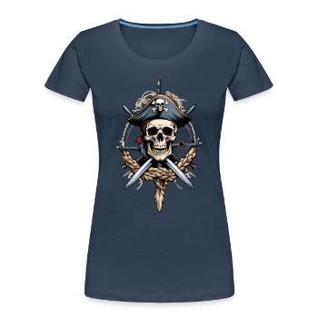 Pirate Flags Skull Jolly Roger Pirate Costume - Women's Premium Organic T-Shirt - navy - Front - Mia (176cm)