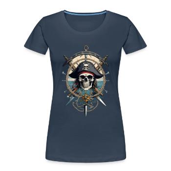 Pirate Flags Skull Jolly Roger Pirate Costume - Women's Premium Organic T-Shirt - navy - Front - Mia (176cm)