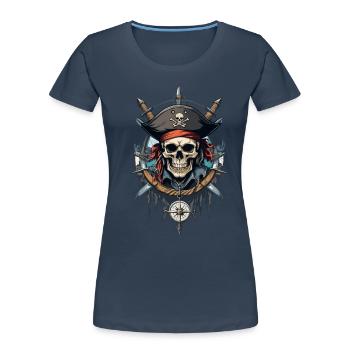 Pirate Flags Skull Jolly Roger Pirate Costume - Women's Premium Organic T-Shirt - navy - Front - Mia (176cm)