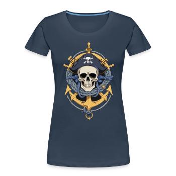 Pirate Flags Skull Jolly Roger Pirate Costume - Women's Premium Organic T-Shirt - navy - Front - Mia (176cm)