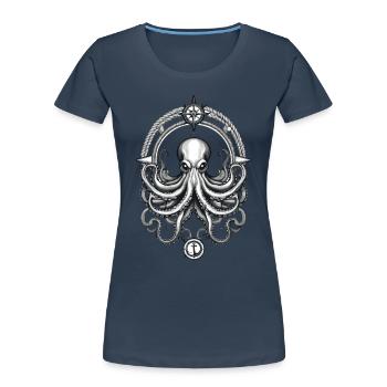 Octopus Sea Monster Hobby Fisherman Seafarer - Women's Premium Organic T-Shirt - navy - Front - Mia (176cm)