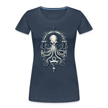Octopus Sea Monster Hobby Pêcheur Marin - T-shirt bio Premium Femme - bleu marine - Devant - Mia (176cm)