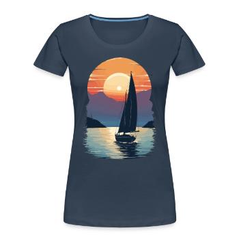 Sunset by the Sea Sailing Adventure - Women's Premium Organic T-Shirt - navy - Front - Mia (176cm)