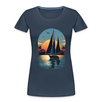 Voile au coucher du soleil - T-shirt bio Premium Femme - bleu marine - Devant - Mia (176cm)