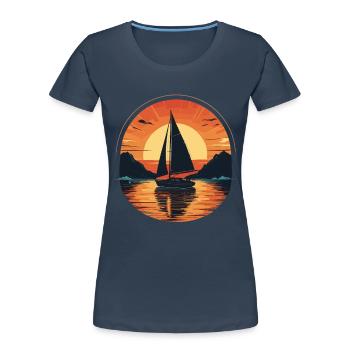 Voilier Sunset Adventure - T-shirt bio Premium Femme - bleu marine - Devant - Mia (176cm)