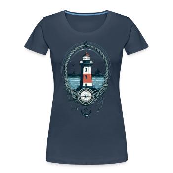 Lighthouse Hobby Fisherman Seafarer Sea Lover - Women's Premium Organic T-Shirt - navy - Front - Mia (176cm)