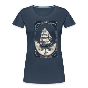 Maritimes Segelschiff Abenteuer Romantik - Frauen Premium Bio T-Shirt - Navy - Vorne - Mia (176cm)