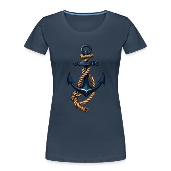 Aesthetic Anchor Design Hobby Fisherman Seafarer - Women's Premium Organic T-Shirt - navy - Front - Mia (176cm)