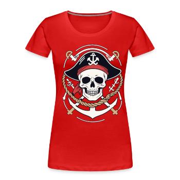 Funny Pirate Outfit Jolly Roger Design - Women's Premium Organic T-Shirt - navy - Front - Mia (176cm)
