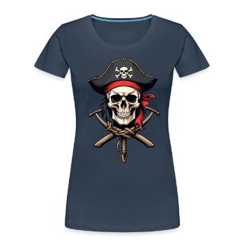 Pirate Flags Skull Jolly Roger Pirate Costume - Women's Premium Organic T-Shirt - navy - Front - Mia (176cm)