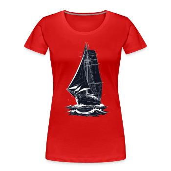 Maritime Adventure Sailing Ship Illustration - Women's Premium Organic T-Shirt - navy - Front - Mia (176cm)