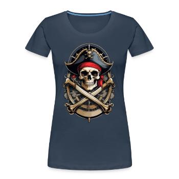 Pirate Flags Skull Jolly Roger Pirate Costume - Women's Premium Organic T-Shirt - navy - Front - Mia (176cm)
