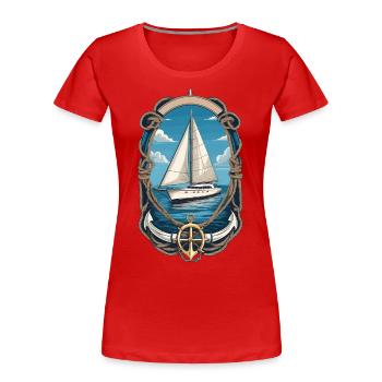 äSegelboot Abenteuer Auf Hoher See - Frauen Premium Bio T-Shirt - Navy - Vorne - Mia (176cm)