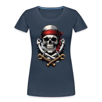 Pirate Flags Skull Jolly Roger Pirate Costume - Women's Premium Organic T-Shirt - navy - Front - Mia (176cm)