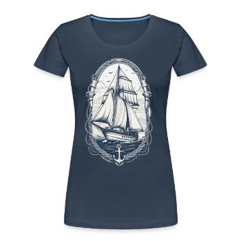 Elegant Sailing Ship Adventure Motif - Women's Premium Organic T-Shirt - navy - Front - Mia (176cm)
