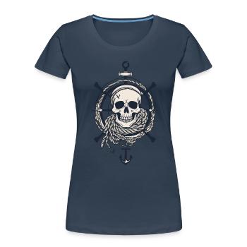 Pirate Flags Skull Jolly Roger Pirate Costume - Women's Premium Organic T-Shirt - navy - Front - Mia (176cm)
