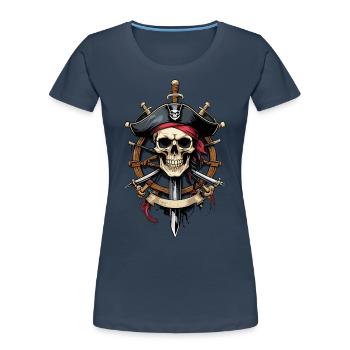 Pirate Flags Skull Jolly Roger Pirate Costume - Women's Premium Organic T-Shirt - navy - Front - Mia (176cm)