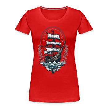 Historisches Segelschiff Abenteuer Auf Hoher See - Frauen Premium Bio T-Shirt - Navy - Vorne - Mia (176cm)