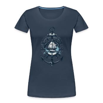 Maritime Adventure Sailboat Anchor - Women's Premium Organic T-Shirt - navy - Front - Mia (176cm)