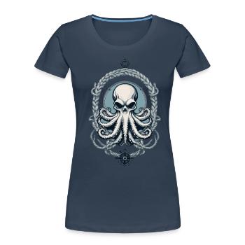 Octopus Sea Monster Maritime Vintage Style - Women's Premium Organic T-Shirt - navy - Front - Mia (176cm)