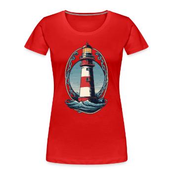 Phare Hobby Pêcheur Marin Amoureux de la mer - T-shirt bio Premium Femme - bleu marine - Devant - Mia (176cm)