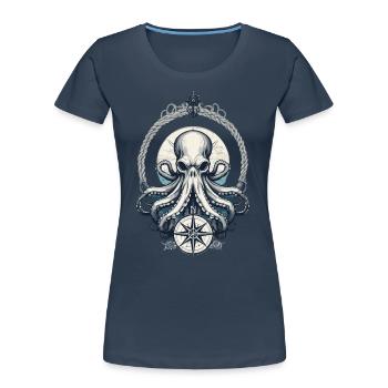 Octopus Sea Monster Hobby Fisherman Seafarer - Women's Premium Organic T-Shirt - navy - Front - Mia (176cm)