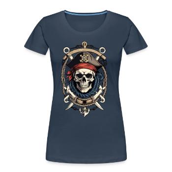 Pirate Flags Skull Jolly Roger Pirate Costume - Women's Premium Organic T-Shirt - navy - Front - Mia (176cm)
