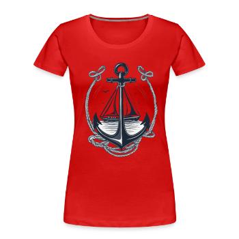 Vintage Anchor Design Hobby Fisherman Seafarer - Women's Premium Organic T-Shirt - navy - Front - Mia (176cm)