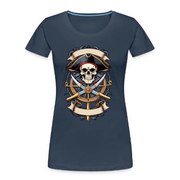 Pirate Flags Skull Jolly Roger Pirate Costume - Women's Premium Organic T-Shirt - navy - Front - Mia (176cm)