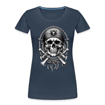 Pirate Flags Skull Jolly Roger Pirate Costume - Women's Premium Organic T-Shirt - navy - Front - Mia (176cm)