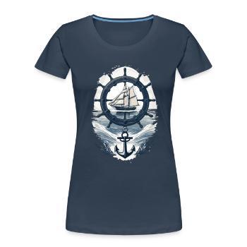 Maritime Adventure Sailing Ship - Women's Premium Organic T-Shirt - navy - Front - Mia (176cm)