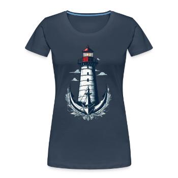 Lighthouse Hobby Fisherman Seafarer Sea Lover - Women's Premium Organic T-Shirt - navy - Front - Mia (176cm)