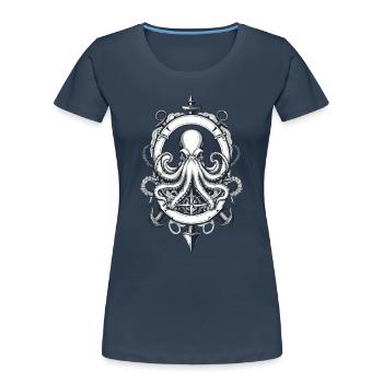 Octopus Sea Monster Hobby Fisherman Seafarer - Women's Premium Organic T-Shirt - navy - Front - Mia (176cm)