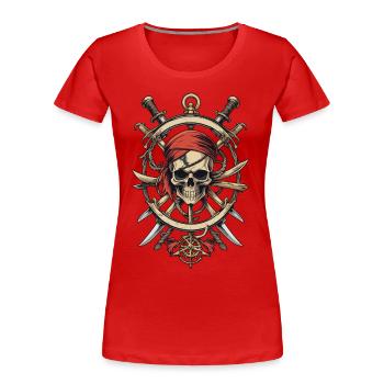 Pirate Flags Skull Jolly Roger Pirate Costume - Women's Premium Organic T-Shirt - navy - Front - Mia (176cm)