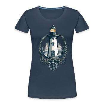Lighthouse Hobby Fisherman Seafarer Sea Lover - Women's Premium Organic T-Shirt - navy - Front - Mia (176cm)
