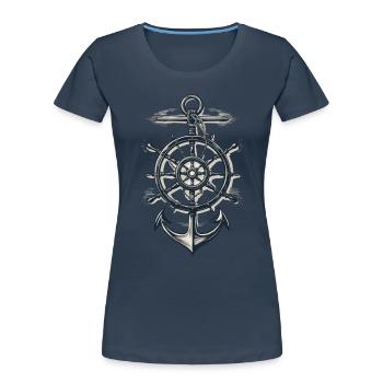 Maritime Compass Anchor Symbol - Women's Premium Organic T-Shirt - navy - Front - Mia (176cm)