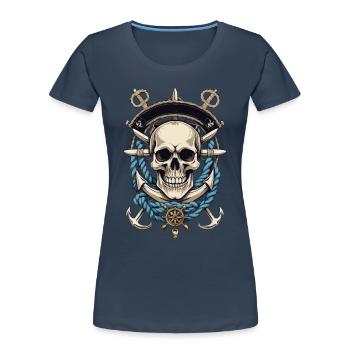 Pirate Costume Design Pirate Flag Jolly Roger - Women's Premium Organic T-Shirt - navy - Front - Mia (176cm)