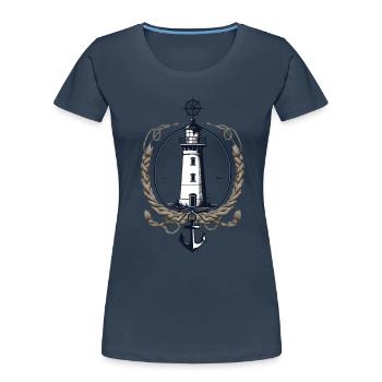 Phare Hobby Pêcheur Marin Style Vintage - T-shirt bio Premium Femme - bleu marine - Devant - Mia (176cm)
