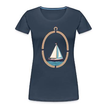 Marins Aventure Navigation maritime - T-shirt bio Premium Femme - bleu marine - Devant - Mia (176cm)
