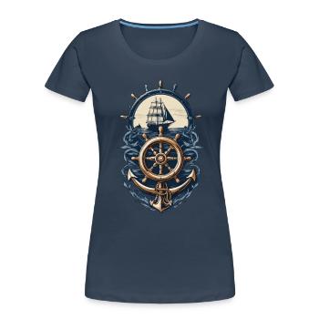 Nautical Adventure Sailing Ship Compass - Women's Premium Organic T-Shirt - navy - Front - Mia (176cm)