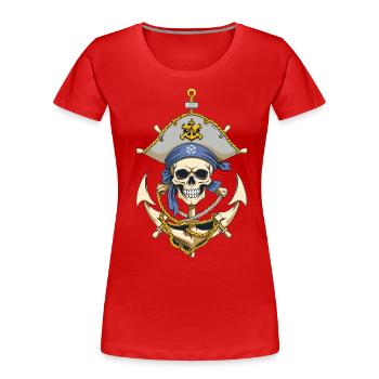 Funny Pirate Outfit Jolly Roger Design - Women's Premium Organic T-Shirt - navy - Front - Mia (176cm)