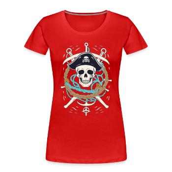 Funny Pirate Outfit Jolly Roger Design - Women's Premium Organic T-Shirt - navy - Front - Mia (176cm)