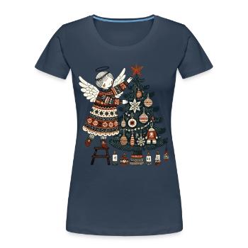 Weihnachtlicher Engel Im Skandinavischen - Frauen Premium Bio T-Shirt - Navy - Vorne - Mia (176cm)