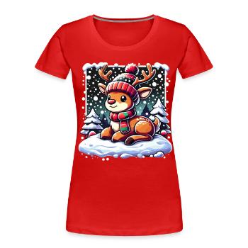 Cute Reindeer Christmas Winter Snow - Women's Premium Organic T-Shirt - navy - Front - Mia (176cm)