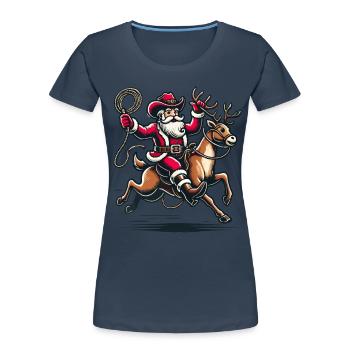 Cowboy Santa Claus Adventure - Women's Premium Organic T-Shirt - navy - Front - Mia (176cm)